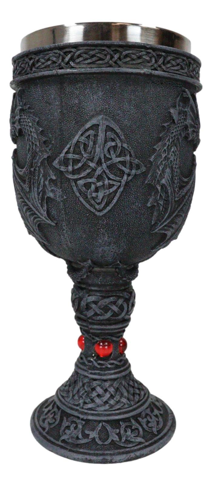 Ebros Gift Ancient Celtic Gothic Knotwork Dueling Dragons Amulet Wine Goblet Chalice Cup