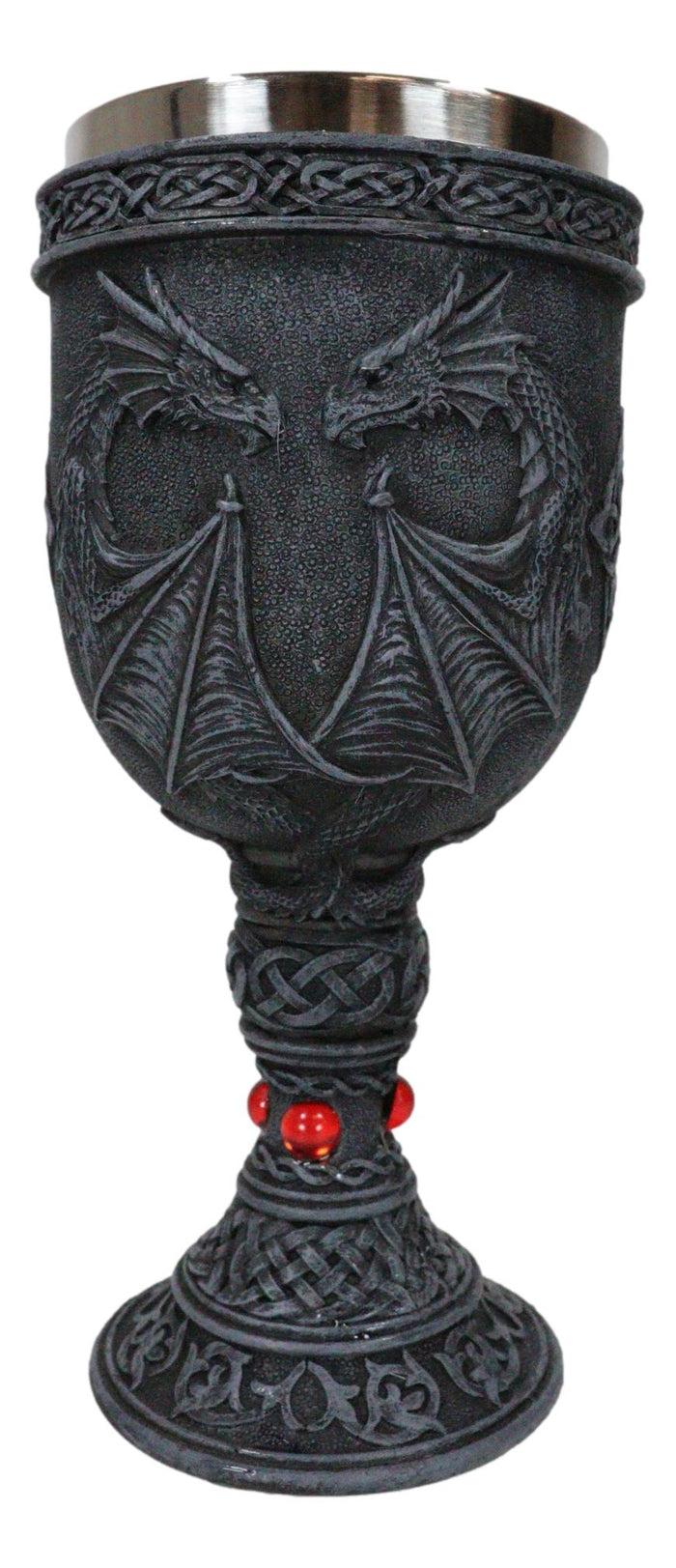 Ebros Gift Ancient Celtic Gothic Knotwork Dueling Dragons Amulet Wine Goblet Chalice Cup