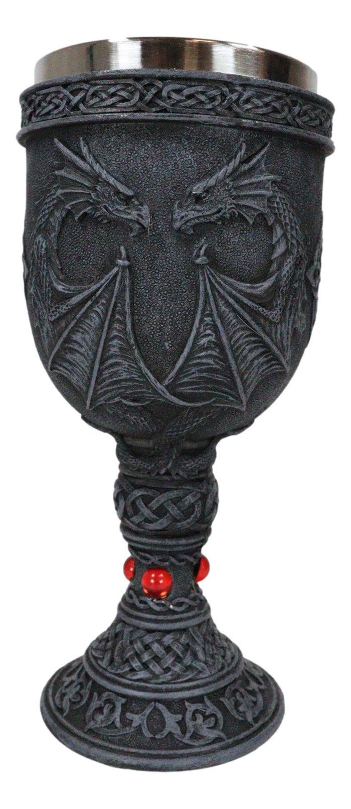 Ebros Gift Ancient Celtic Gothic Knotwork Dueling Dragons Amulet Wine Goblet Chalice Cup