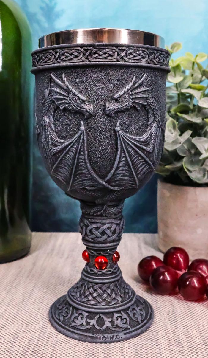 ebros gift Ancient Celtic Gothic Knotwork Dueling Dragons Amulet Wine Goblet Chalice Cup