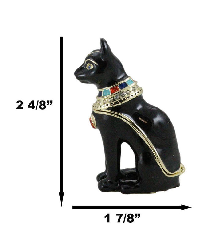 Ebros Gift Ancient Egyptian Bastet Cat Goddess Pewter Austrian Crystals Trinket Jewelry Box