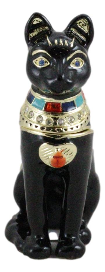 Ebros Gift Ancient Egyptian Bastet Cat Goddess Pewter Austrian Crystals Trinket Jewelry Box