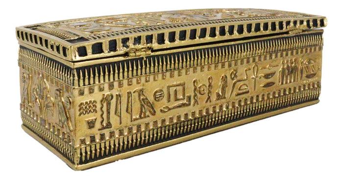 Ebros Gift Ancient Egyptian Classical Black And Gold Ornate Hieroglyphic Hinged Long Box