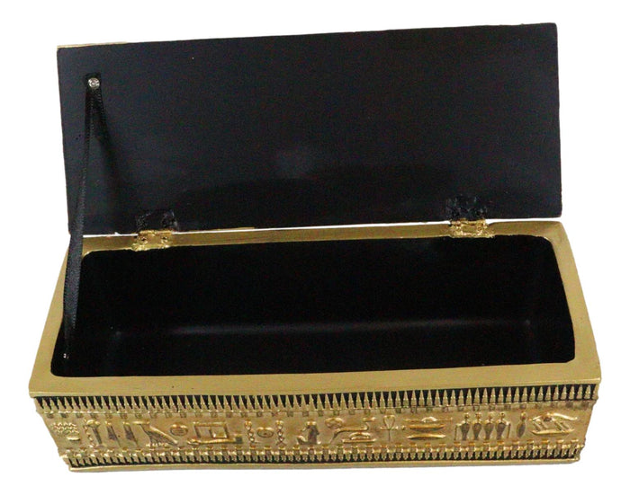 Ebros Gift Ancient Egyptian Classical Black And Gold Ornate Hieroglyphic Hinged Long Box