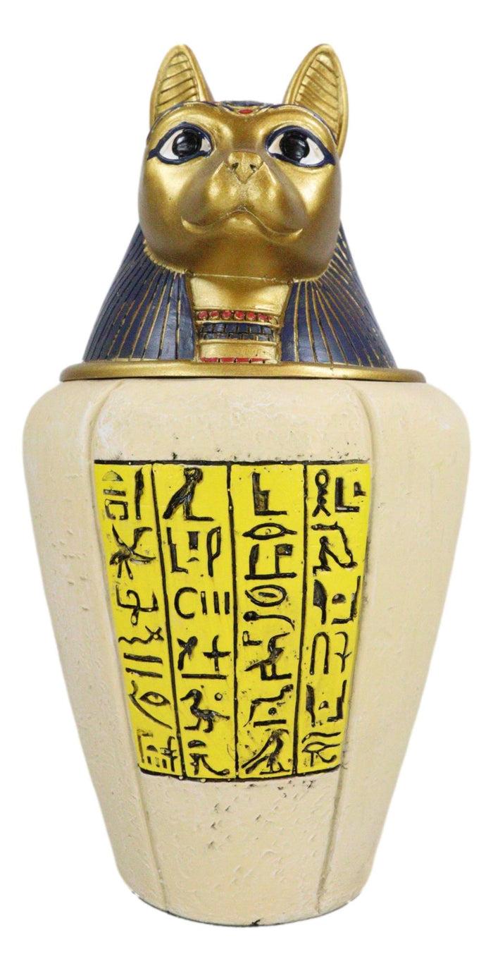 Ebros Gift Ancient Egyptian Feline Cat Goddess Bastet Canopic Jar Memorial Urn Figurine