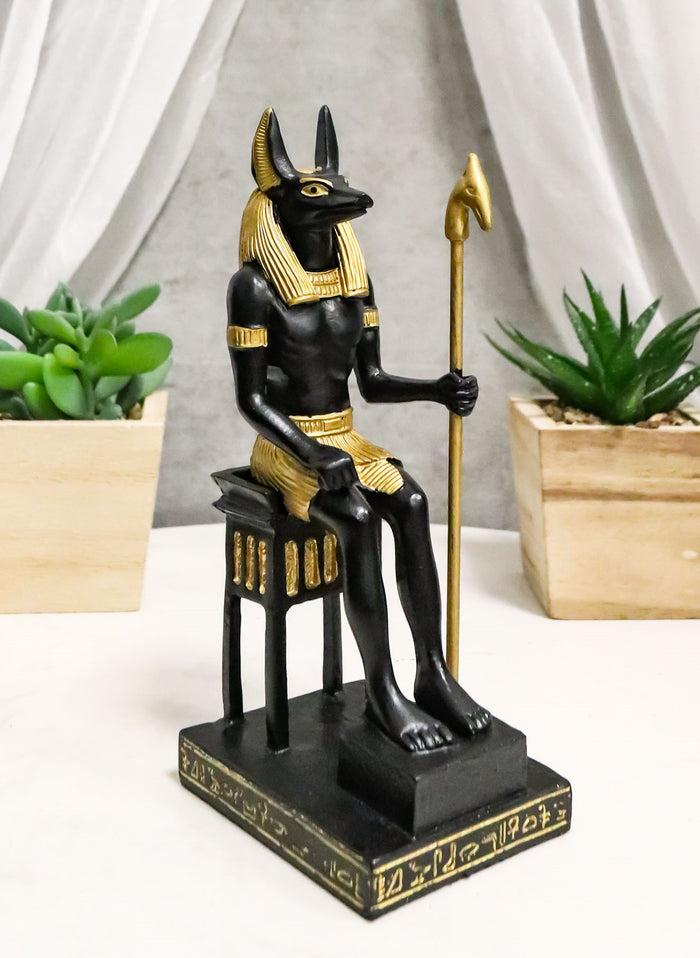 ebros gift Ancient Egyptian God Anubis Sitting On Throne Statue Deity Lord of The Afterlife