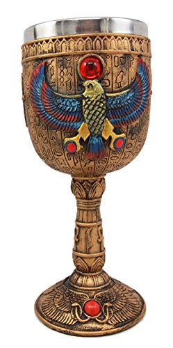 Ebros Gift Ancient Egyptian Horus Falcon Bird God Of The Sky 6oz Wine Goblet Chalice Cup