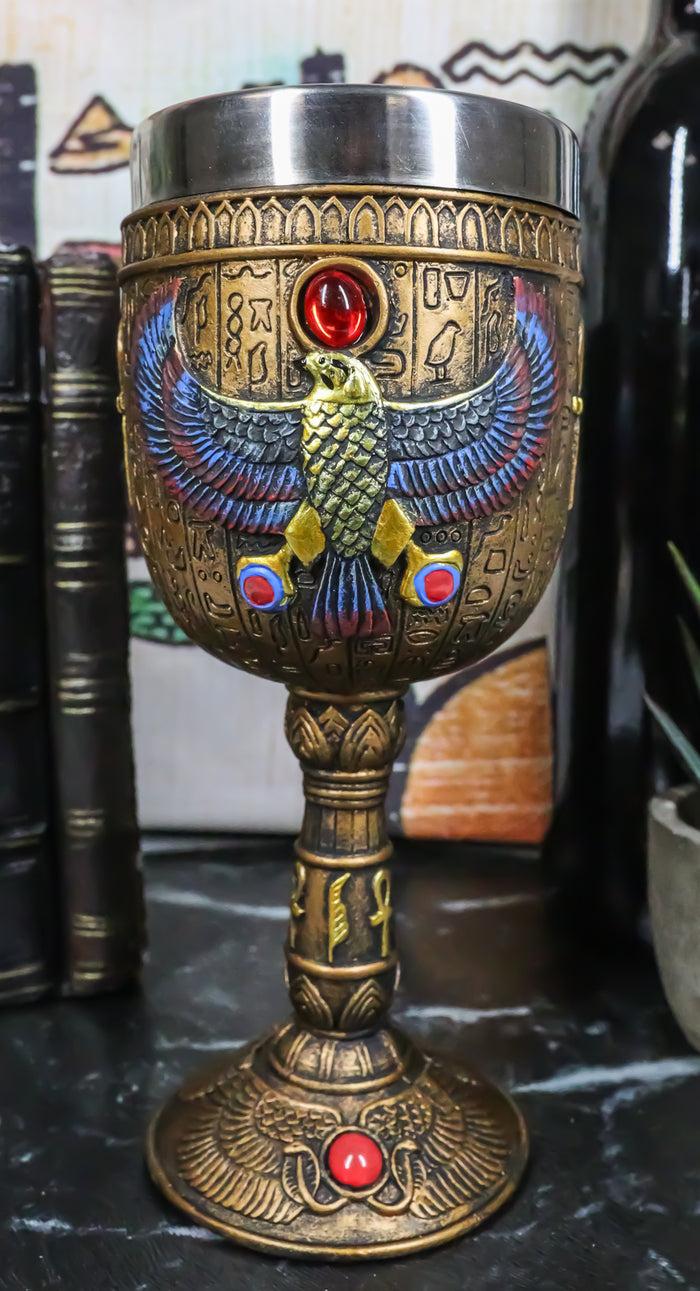ebros gift Ancient Egyptian Horus Falcon Bird God Of The Sky 6oz Wine Goblet Chalice Cup