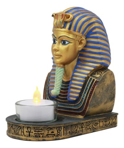 Ebros Gift Ancient Egyptian King Ruler Pharaoh Tutankhamun Votive Candle Holder Statue