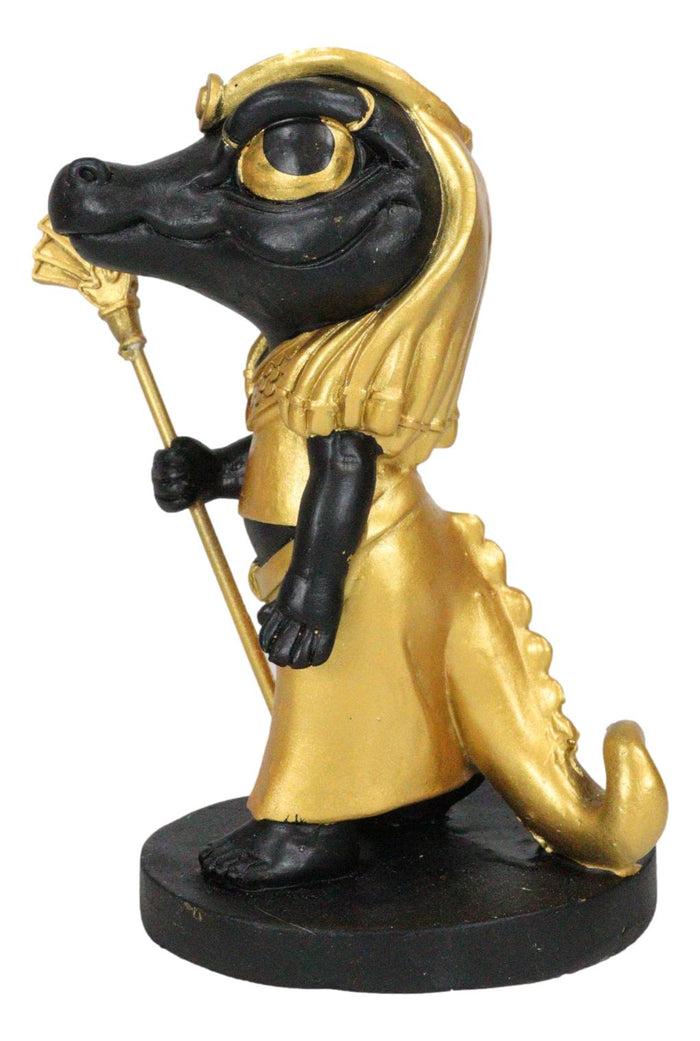 Ebros Gift Ancient Egyptian Nile River God Sobek Crocodile Figurine In Black And Gold