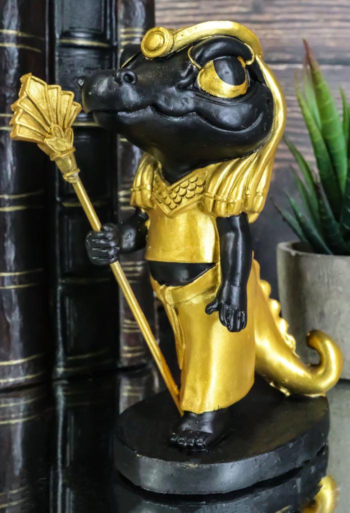 ebros gift Ancient Egyptian Nile River God Sobek Crocodile Figurine In Black And Gold
