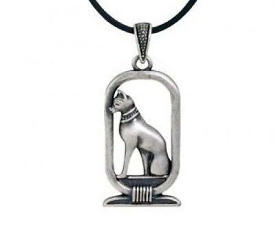 ebros gift Ancient Egyptian Pewter Bastet Ubasti Cat Goddess Medallion Pendant Necklace
