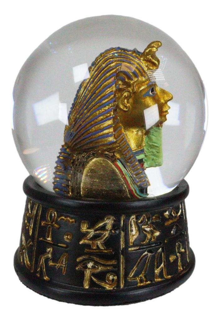 Ebros Gift Ancient Egyptian Pharaoh King Tut Small Water Globe With Hieroglyphic Base