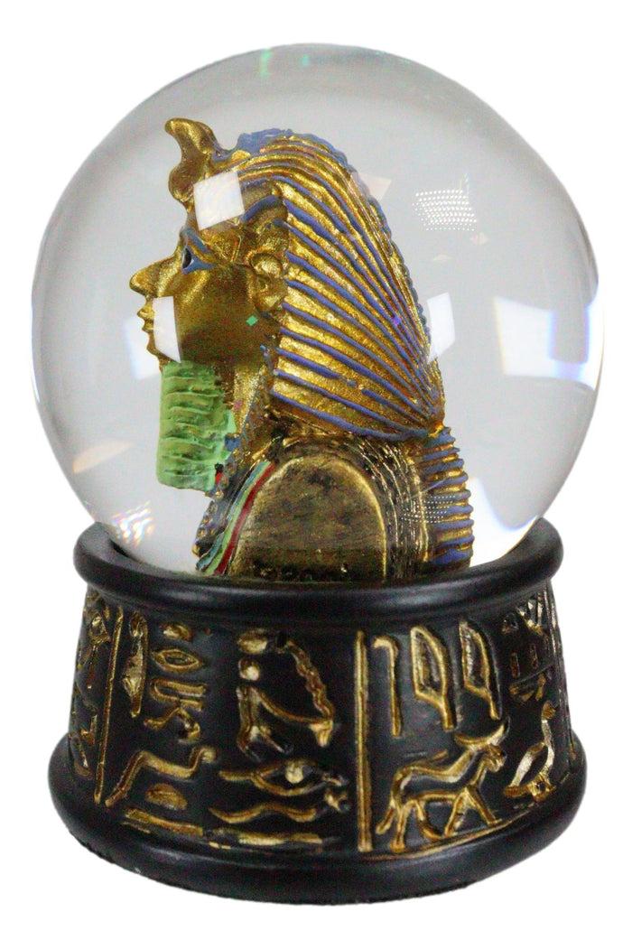 Ebros Gift Ancient Egyptian Pharaoh King Tut Small Water Globe With Hieroglyphic Base