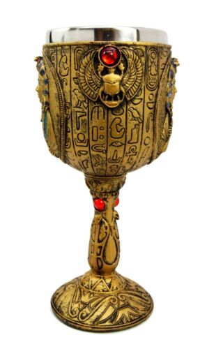 Ebros Gift Ancient Egyptian Pharaoh King Tut With Scarab Beetle Amulet Wine Goblet Chalice
