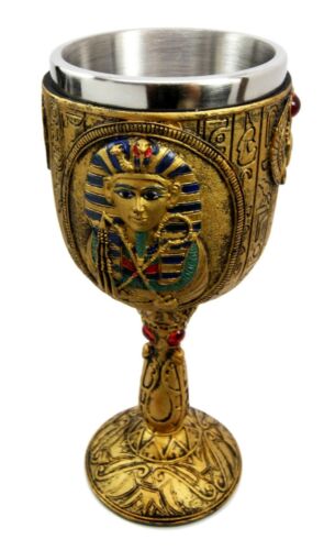 Ebros Gift Ancient Egyptian Pharaoh King Tut With Scarab Beetle Amulet Wine Goblet Chalice