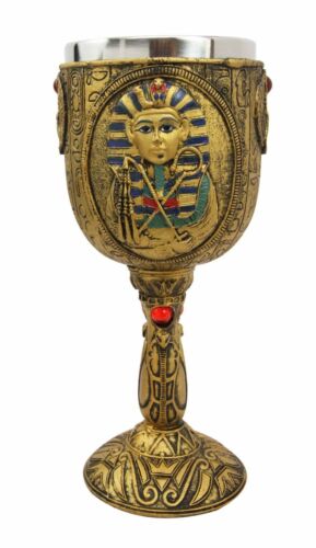 Ebros Gift Ancient Egyptian Pharaoh King Tut With Scarab Beetle Amulet Wine Goblet Chalice