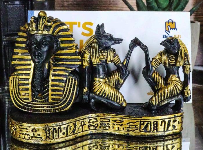 ebros gift Ancient Egyptian Pharaoh Pyramid Anubis And Horus Business Card Holder Figurine