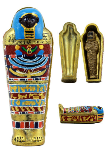 Ebros Gift Ancient Egyptian Saqqara Pharaoh Mummy Sarcophagus Figurine 4"H Keepsake Box