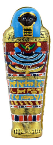 Ebros Gift Ancient Egyptian Saqqara Pharaoh Mummy Sarcophagus Figurine 4"H Keepsake Box