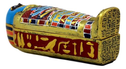 Ebros Gift Ancient Egyptian Saqqara Pharaoh Mummy Sarcophagus Figurine 4"H Keepsake Box