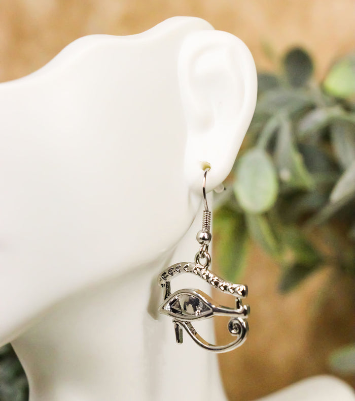ebros gift Ancient Egyptian Theme Eye Of Horus Silver Colored Stud Earrings Pair Accessory