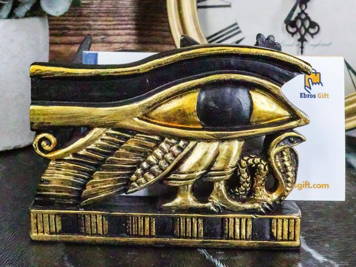 ebros gift Ancient Egyptian Wedjat Eye Of Horus Uraeus Cobra Business Card Holder Figurine