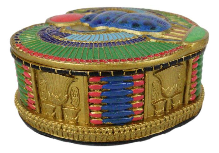 Ebros Gift Ancient Egyptian Winged Scarab Beetle Colorful Decorative Trinket Jewelry Box