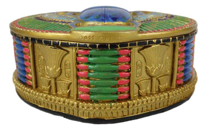 Ebros Gift Ancient Egyptian Winged Scarab Beetle Colorful Decorative Trinket Jewelry Box