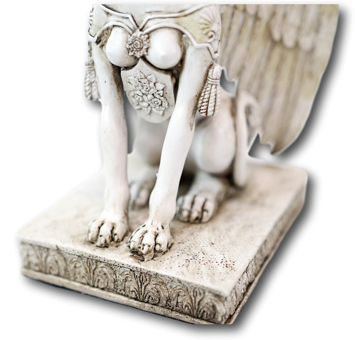 Ebros Gift Ancient Greek Greco Roman Guardian Winged Lion Female Sphinx Resin Statue 8"H