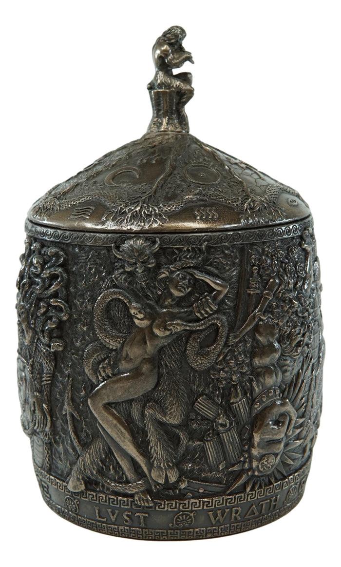 Ebros Gift Ancient Greek Pandora's Box With Pan Playing Flute Decorative Jewelry Box Decor
