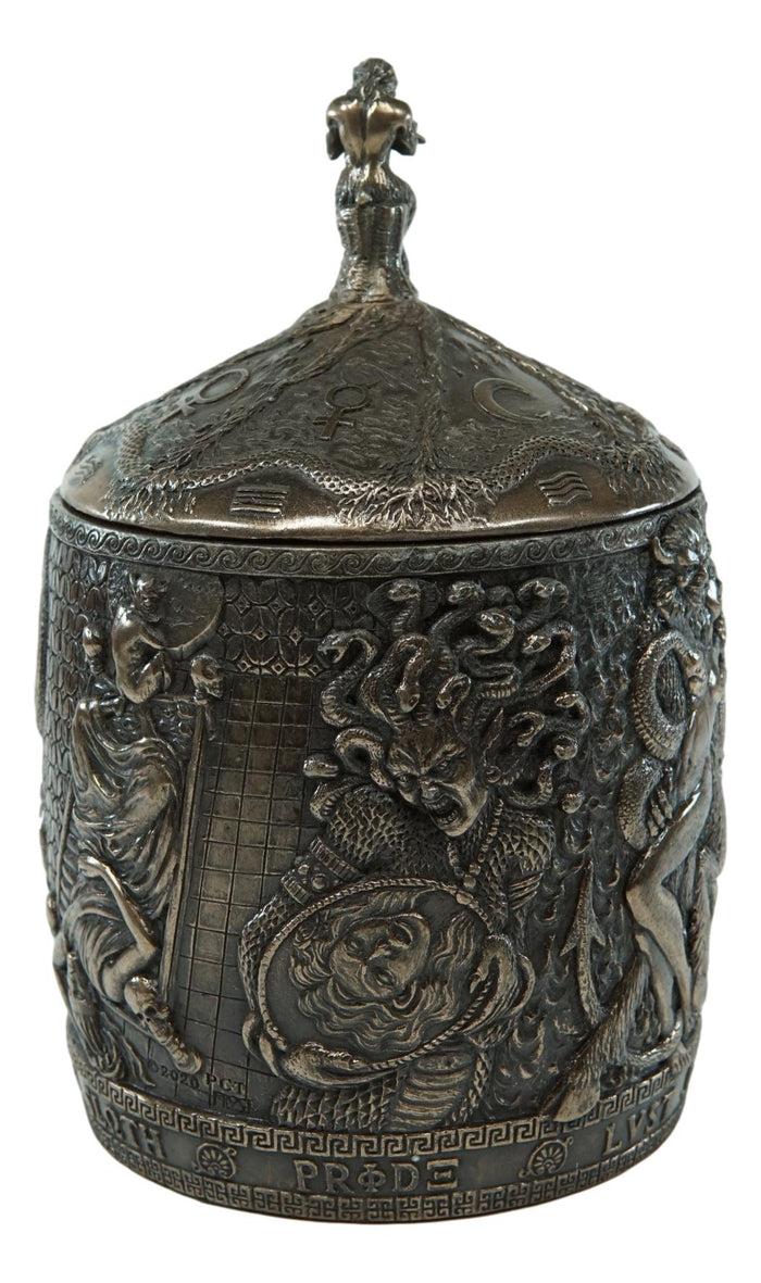 Ebros Gift Ancient Greek Pandora's Box With Pan Playing Flute Decorative Jewelry Box Decor