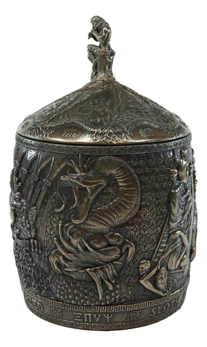 Ebros Gift Ancient Greek Pandora's Box With Pan Playing Flute Decorative Jewelry Box Decor