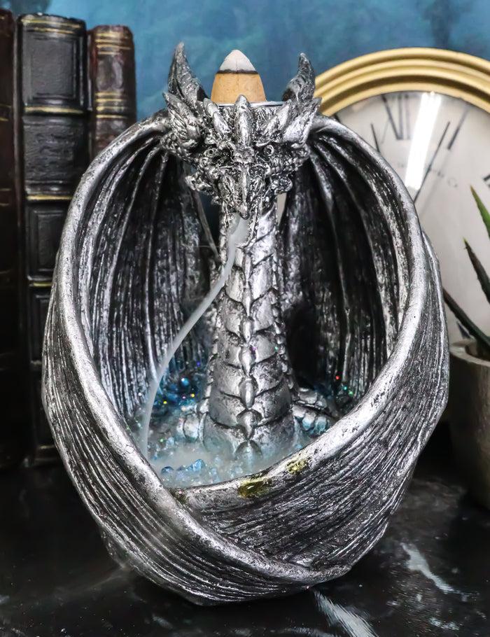 ebros gift Ancient Wise Dragon Flame Protecting Rune Crystals Backflow Cone Incense Burner