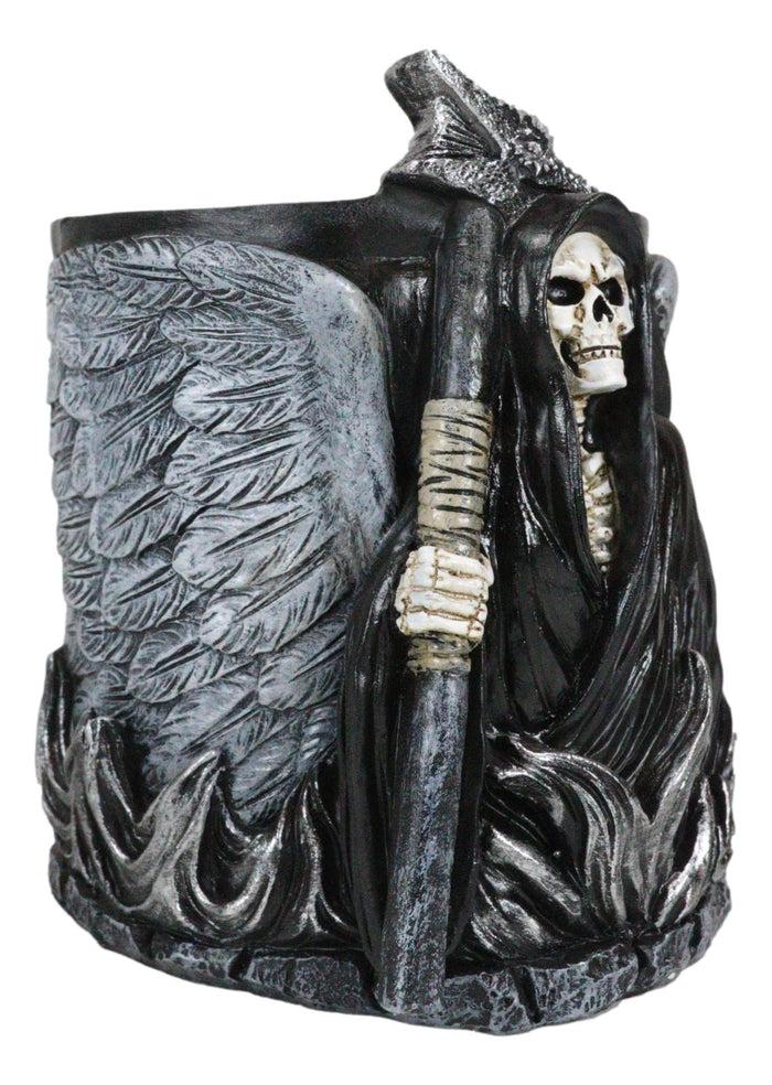 Ebros Gift Ange Winged Grim Reaper With Scythe Pen Stationery Make Up Brush Holder Figurine