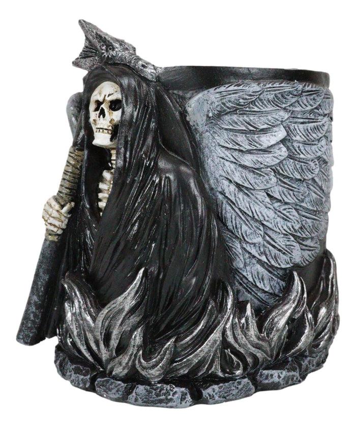 Ebros Gift Ange Winged Grim Reaper With Scythe Pen Stationery Make Up Brush Holder Figurine
