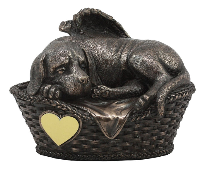 Ebros Gift Angel Labrador Dog Sleeping In Wicker Basket Cremation Urn Pet Memorial Statue