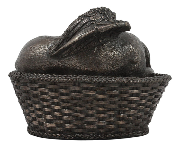 Ebros Gift Angel Labrador Dog Sleeping In Wicker Basket Cremation Urn Pet Memorial Statue