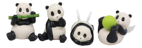 Ebros Gift Angel Winged Flying Pandas Hanging Ornament Set Of 4 Resin Decor Figurines