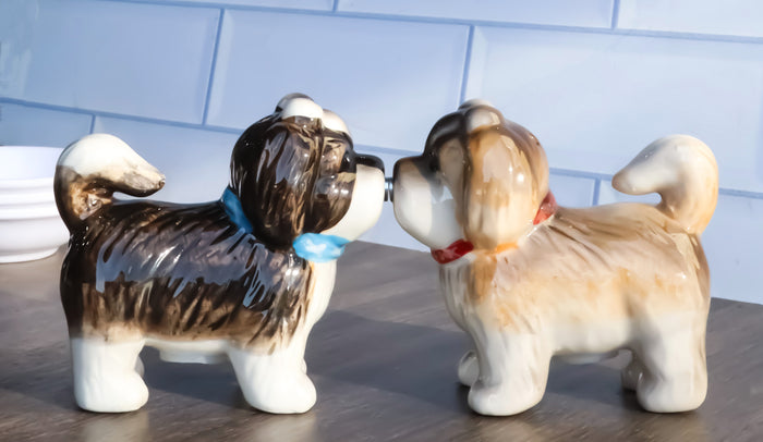 ebros gift Animated Puppy Dog Shih Tzu Kitchen Salt And Pepper Shakers Ceramic Figurine Set