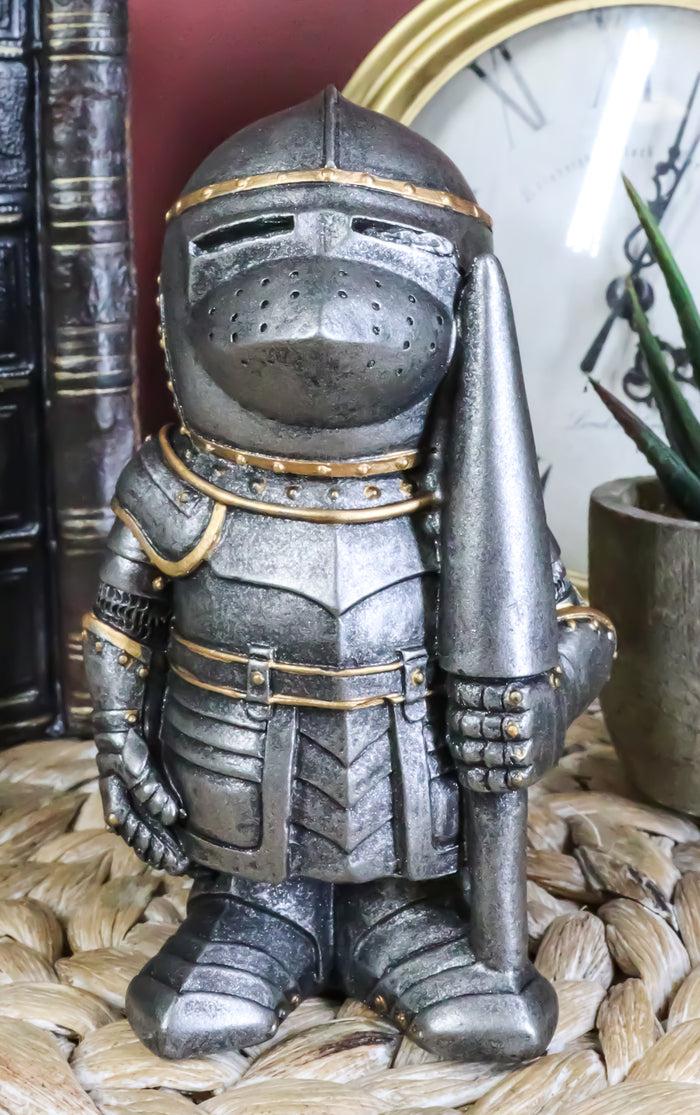 ebros gift Anime Chibi Medieval Knight Suit Of Armor With Jousting Lance Pike Figurine 4"H