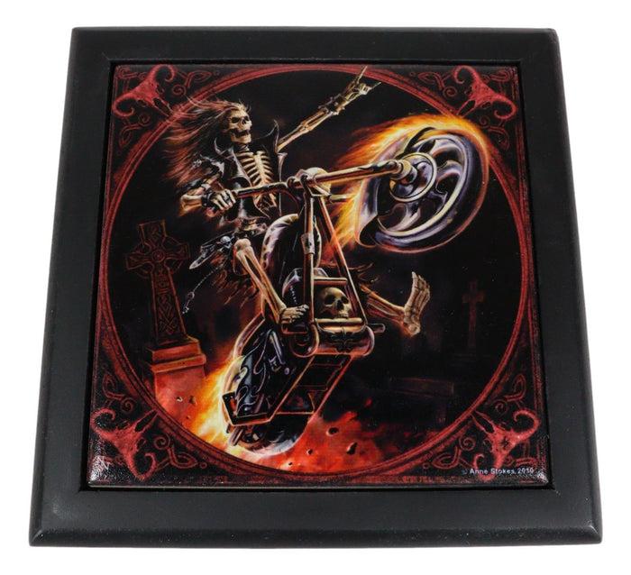 Ebros Gift Anne Stokes Gothic Ghost Hell Rider Biker Art Tile Wooden Decorative Jewelry Box
