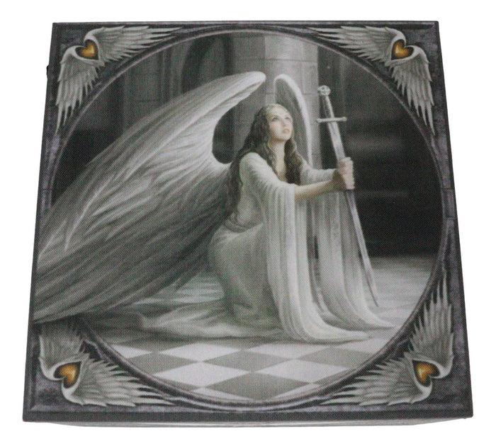 Ebros Gift Anne Stokes Prayer Angel Blessings With Excalibur Sword Decorative Jewelry Box With Mirror