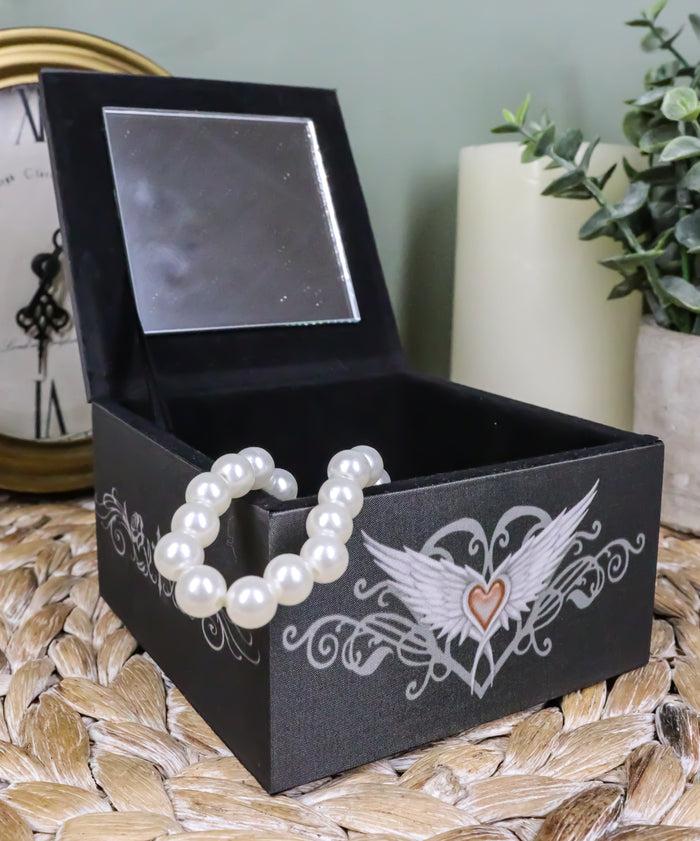Ebros Gift Anne Stokes Prayer Angel Blessings With Excalibur Sword Decorative Jewelry Box With Mirror