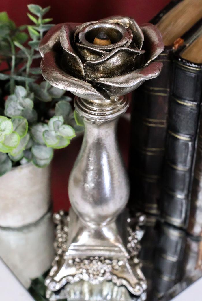 ebros gift Antiqued Gothic Rococo Baroque Shades Of Alchemy Rose Decorative Candle Holder
