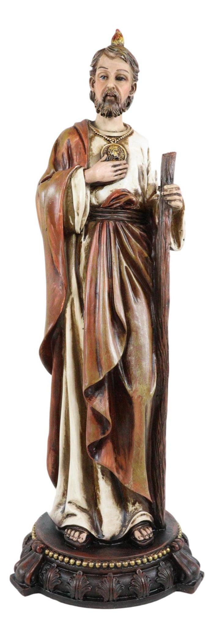 Ebros Gift Apostle Saint Jude Thaddeus With Holy Spirit Fire Wearing Brown Robe Figurine