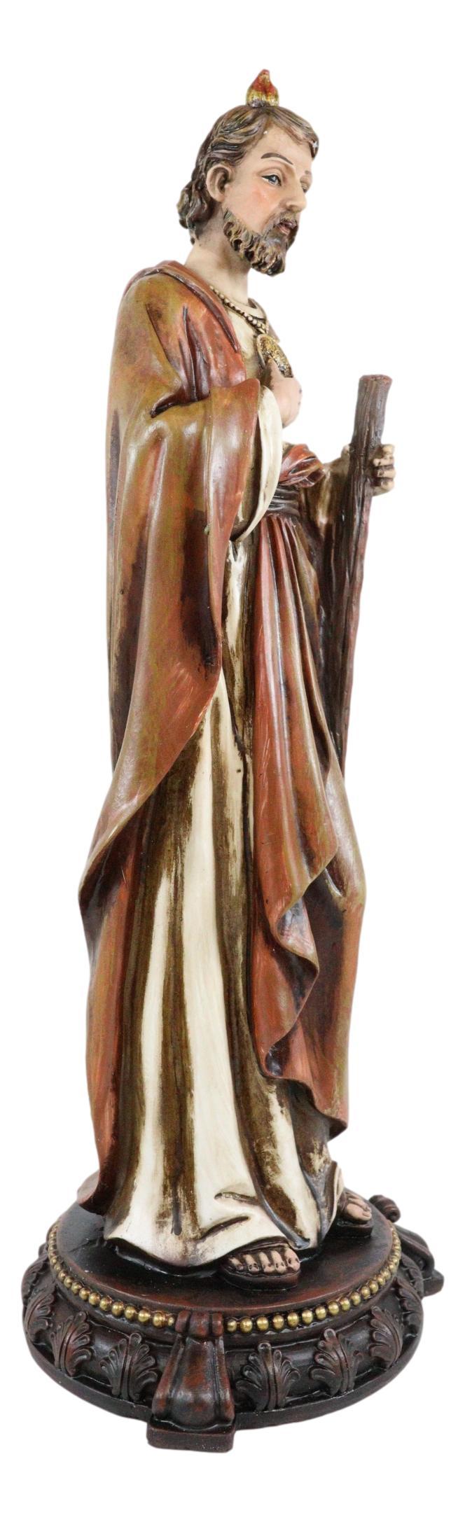Ebros Gift Apostle Saint Jude Thaddeus With Holy Spirit Fire Wearing Brown Robe Figurine