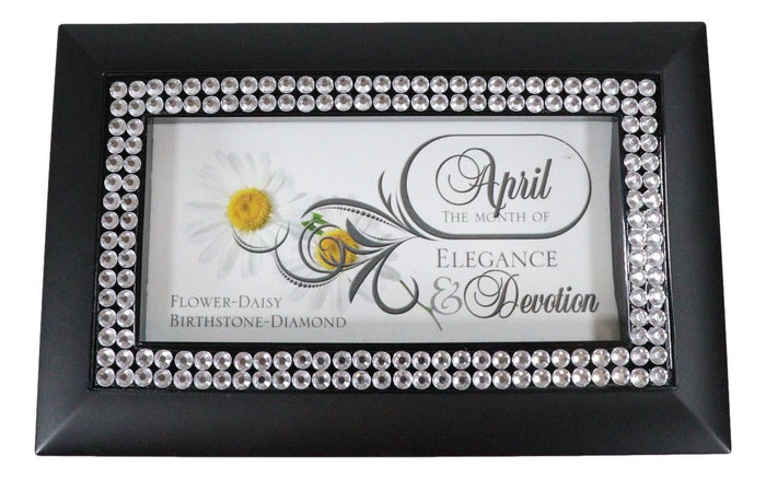 ebros gift April Month Diamond Birthstone Elegance And Devotion Black Musical Trinket Box