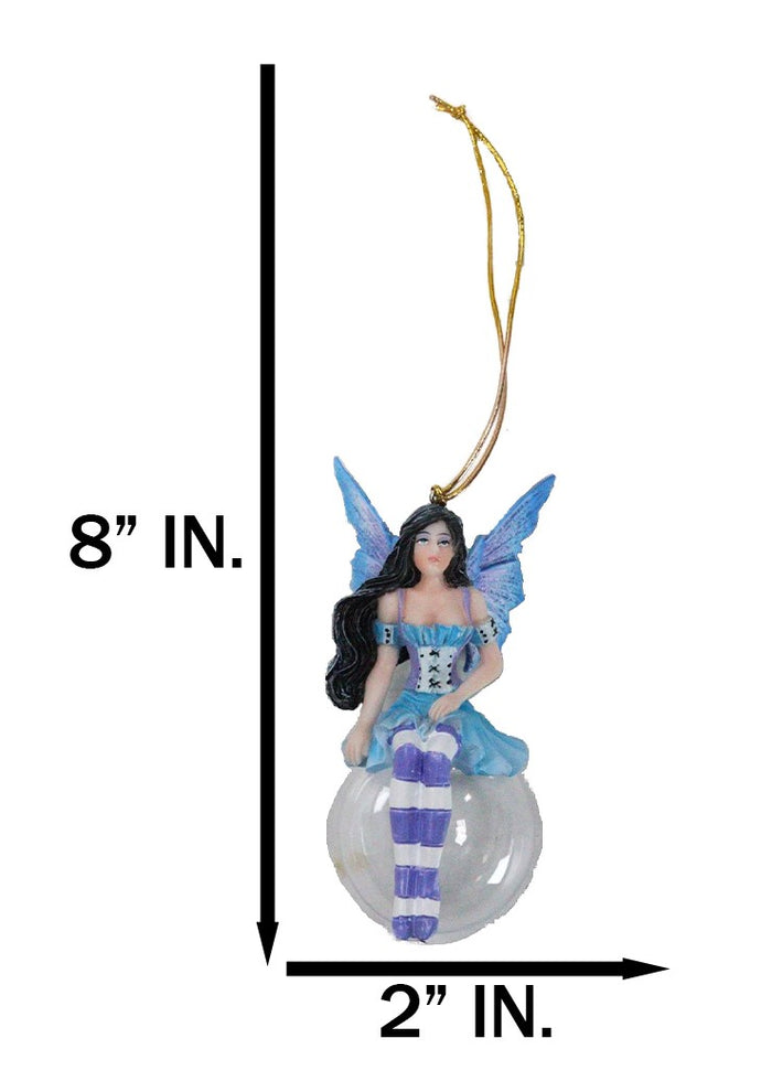 Ebros Gift Aquamarine Flora Bubble Rider Fairy Ornament Amy Brown Holiday Collection Accent