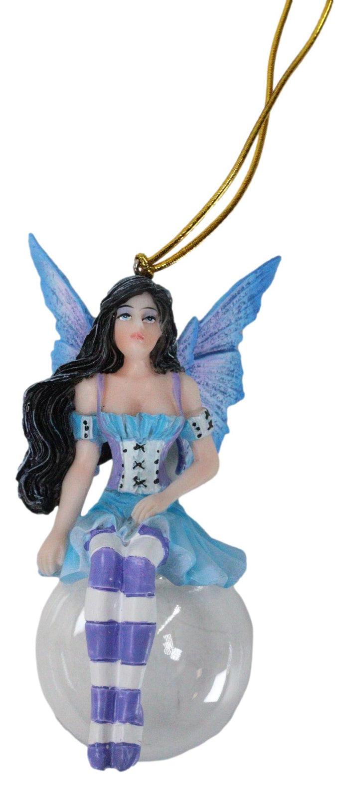 ebros gift Aquamarine Flora Bubble Rider Fairy Ornament Amy Brown Holiday Collection Accent